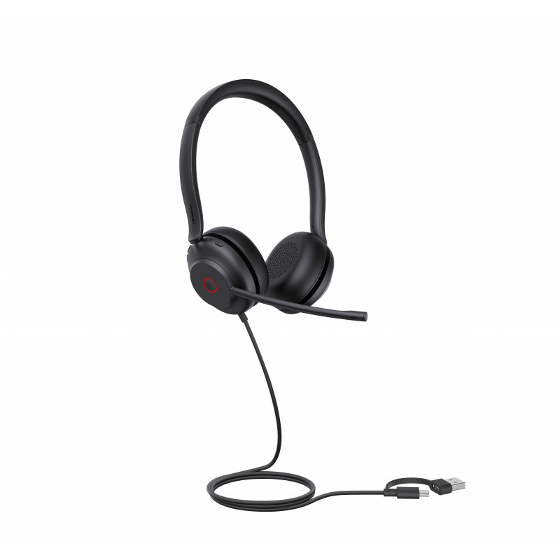 Yealink UH35 Dual UC USB-C/A On-Ear Headset su USB-A/USB-C, juoda