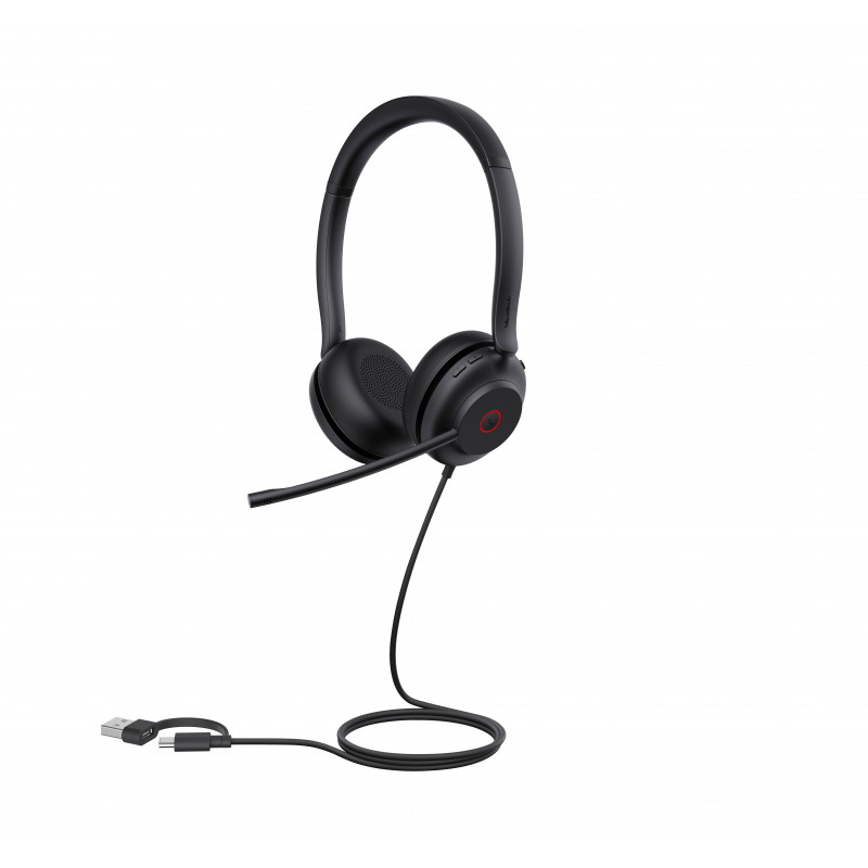 Yealink UH35 Dual UC USB-C/A On-Ear Headset su USB-A/USB-C, juoda