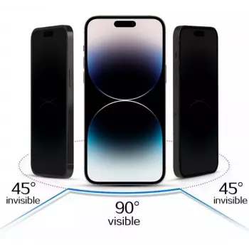 iLike Apple iPhone 15 Pro grūdinto stiklo privatumo apsauginis stikliukas juodas