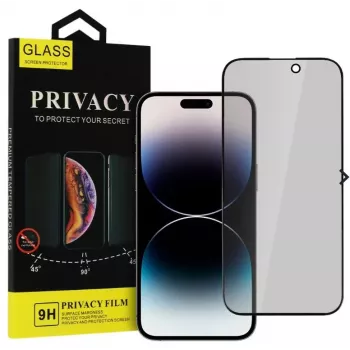 iLike Apple iPhone 14/13/13 Pro/16E grūdinto stiklo privatumo ekrano apsauga juoda