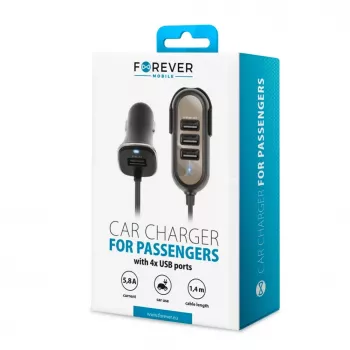 Forever Universal PC-01 Automobilinis įkroviklis (4 x USB | 5,8 A) keleiviams juodas