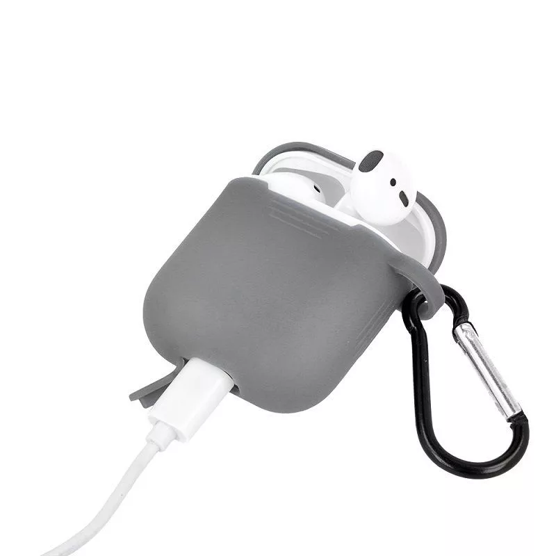 GreenGo Apple AirPods Silicone Case With Hook Gray