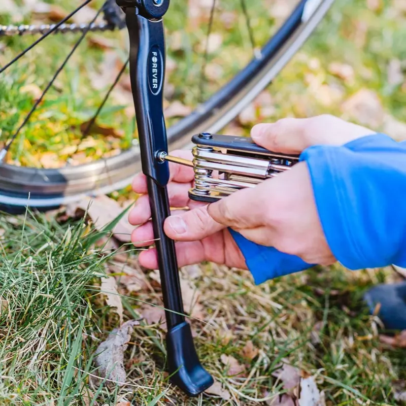 Forever Outdoor Bikes Kickstand - Aliuminio lydinio šoninis stovas 24-29 colių dviračiams, juodas
