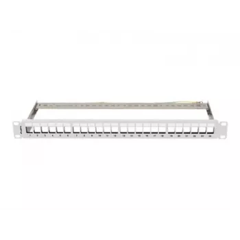 LANBERG 19 inch tuščia pataisų skydelė 1U 24 prievadų FTP Keystone moduliams pilka
