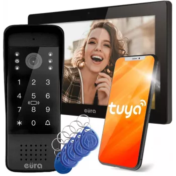 EURA VDP-86A3 10 colių juodas vaizdo domofono monitorius su Tuya Smart programa