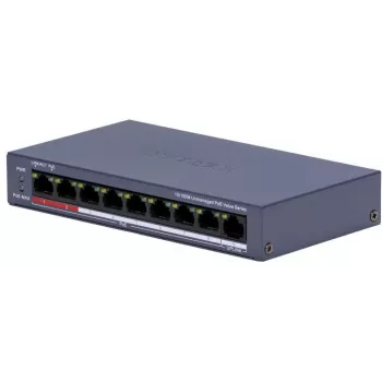 Hikvision DS-3E0109P-E/M(C) 9 prievadų Fast Ethernet PoE jungiklis, 8 PoE prievadai, 65W biudžetas, nevaldomas