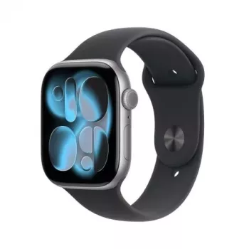 “Apple Watch Series 11 (2025) GPS 46mm Space Gray Aluminum Case with Black Sport Band M/L”