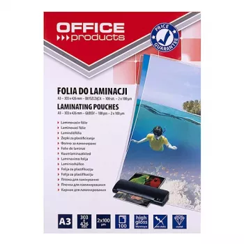 PBS OFFICE PRODUCTS Laminavimo plėvelė A3 2x100 mikronų blizgi 100 lapų skaidri