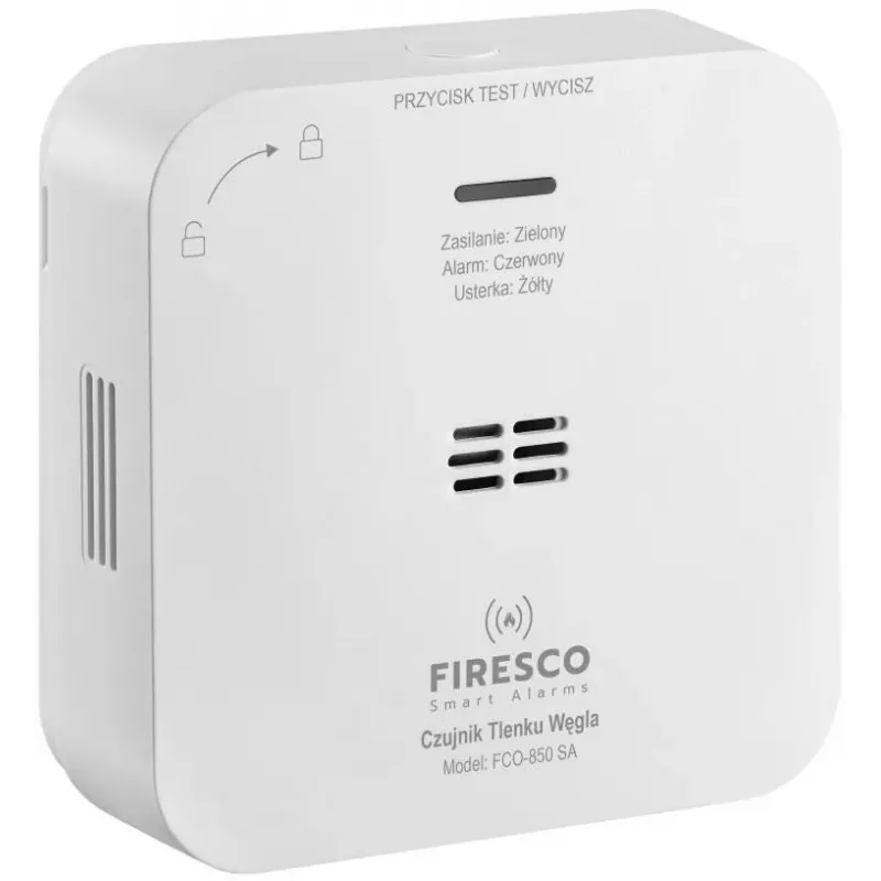 FIRESCO FCO-850 SA anglies monoksido jutiklis su LCD ekranu, 10 metų tarnavimo laikas
