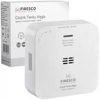 FIRESCO FCO-850 SA anglies monoksido jutiklis su LCD ekranu, 10 metų tarnavimo laikas