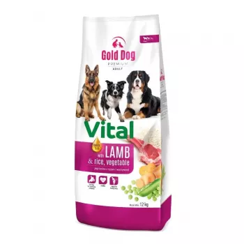 GDD Gold Dog Premium Vital Ėriena ir Ryžiai Sausas Šunų Maistas 12kg