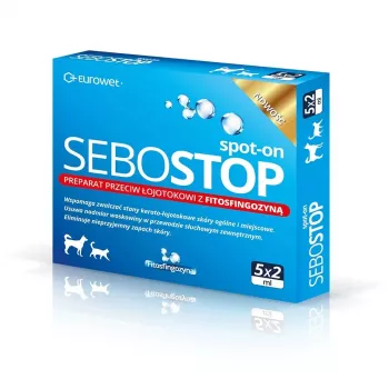 EWE EUROWET Sebostop Spot-on – Antiseborėjinis tirpalas šunims ir katėms – 5 x 2 ml pipetės