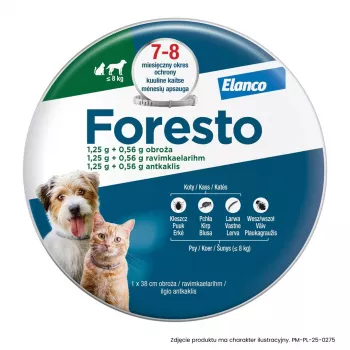 ENA ELANCO Foresto Blusų ir erkių antkaklis katėms ir šunims iki 8 kg