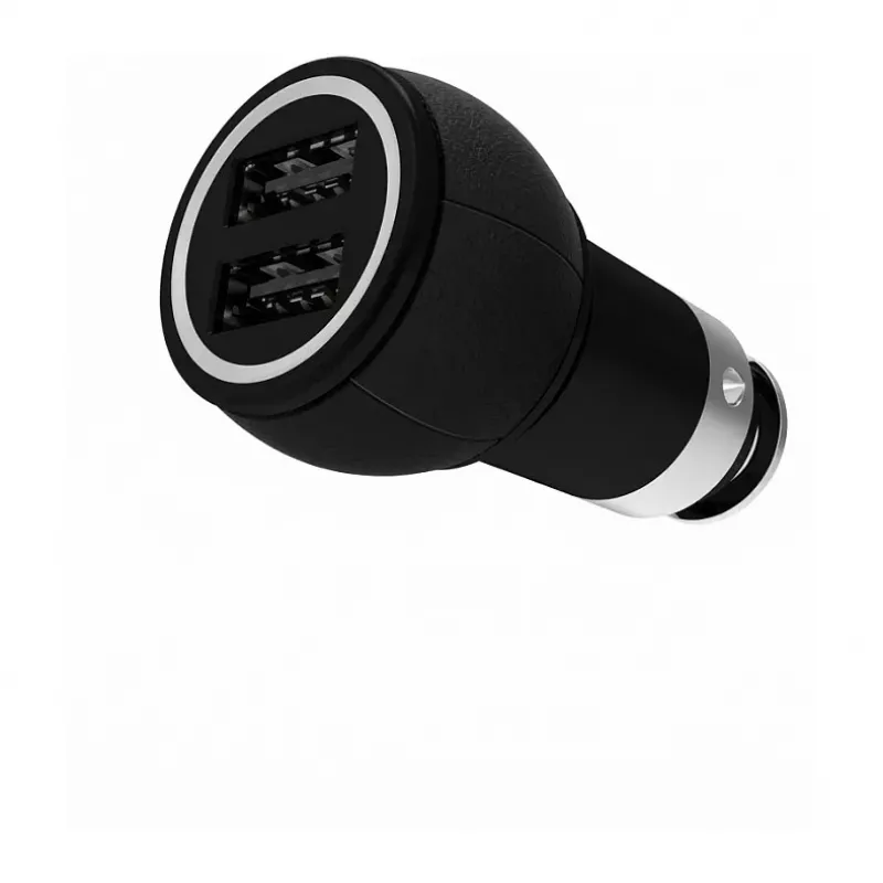 Azuri automobilinis įkroviklis su 2 USB prievadais, juodas
