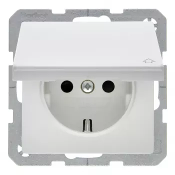 Berker 47516089 SCHUKO lizdas su vyriais dangteliu, poliarinė balta, velvet