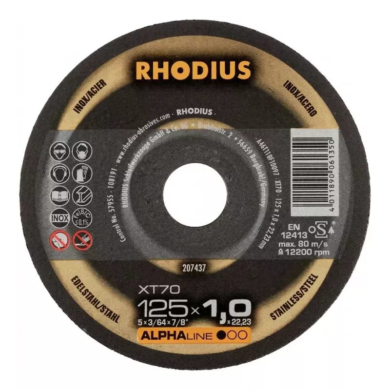 RHODIUS XT70 Pjovimo diskas 125x1,0x22,23 mm