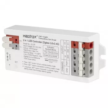 Miboxer LED valdiklis 2in1 vienspalvis/dvigubas baltas (CCT) Zigbee 3.0/2.4GHz RF (E2-ZR)