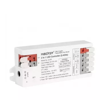 Miboxer E2-WR LED valdiklis 2in1 vienspalvis/dvigubas baltas (CCT) Wi-Fi + 2.4GHz