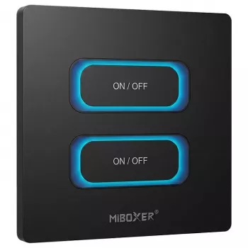 MIBOXER ESR2TB 2-jungiklis LED skydelio nuotolinio valdymo pultas su judesio jutikliu ir reguliatoriumi, 2,4 GHz, baltas