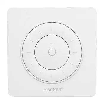 MIBOXER K3P-W 2.4GHz LED nuotolinio valdymo pultas su besisukančiu ratuku, dviguba balta CCT, apvaliais kampais, baltas