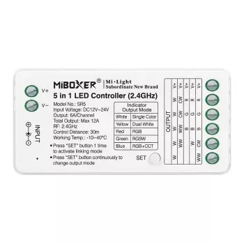 MIBOXER SR5 5-in-1 RGB+CCT LED valdiklis DC12-24V WiFi 2.4G Alexa