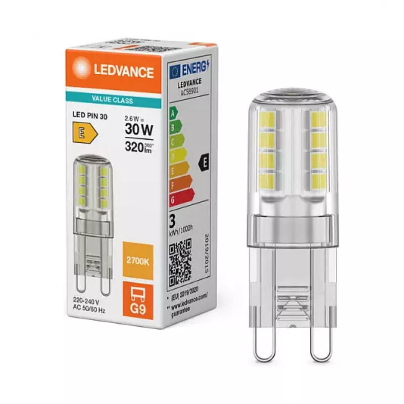 OSRAM LED PIN G9 2.6W 827 Clear G9 LED lempa su įstatomu kištukiniu pagrindu