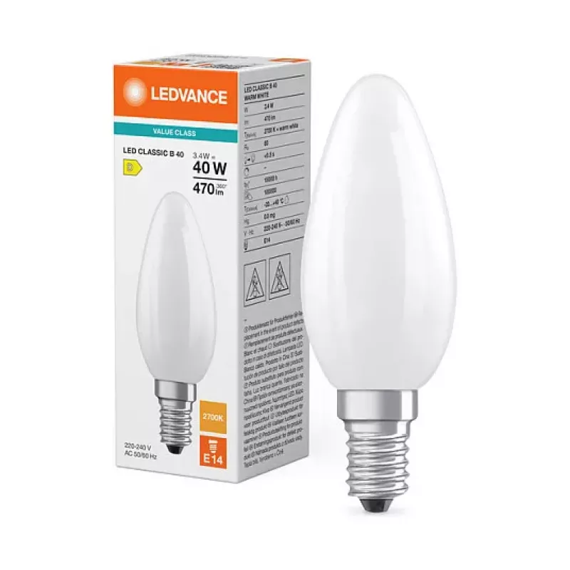 Osram LED Classic B 40 Filament P 3.4W 827 Frosted E14 LED Lemputė, Žvakės Formos, Šilta Balta