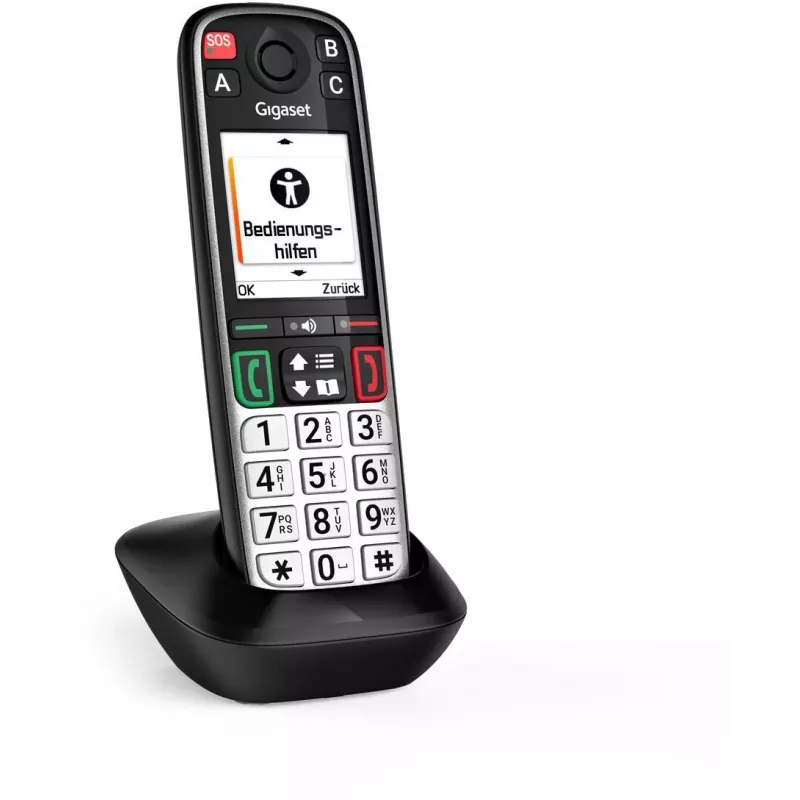 Gigaset EASY 500HX Analog/DECT belaidis telefono ragelis su skambučio ID, juoda, sidabrinė