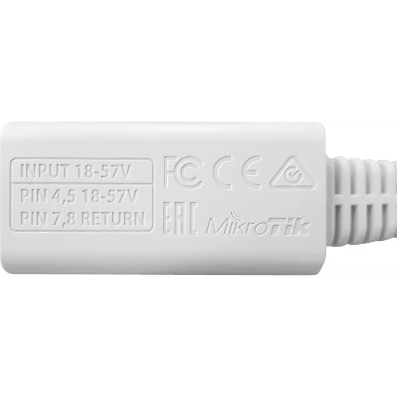 MikroTik Power Injector (RBGPOE) - Passive PoE, 10/100 Mbps, 9-48V DC Input
