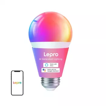 LEPRO B1 E27 LED lemputė su Bluetooth ir Wi-Fi, 806 lm, RGB reguliuojama balta