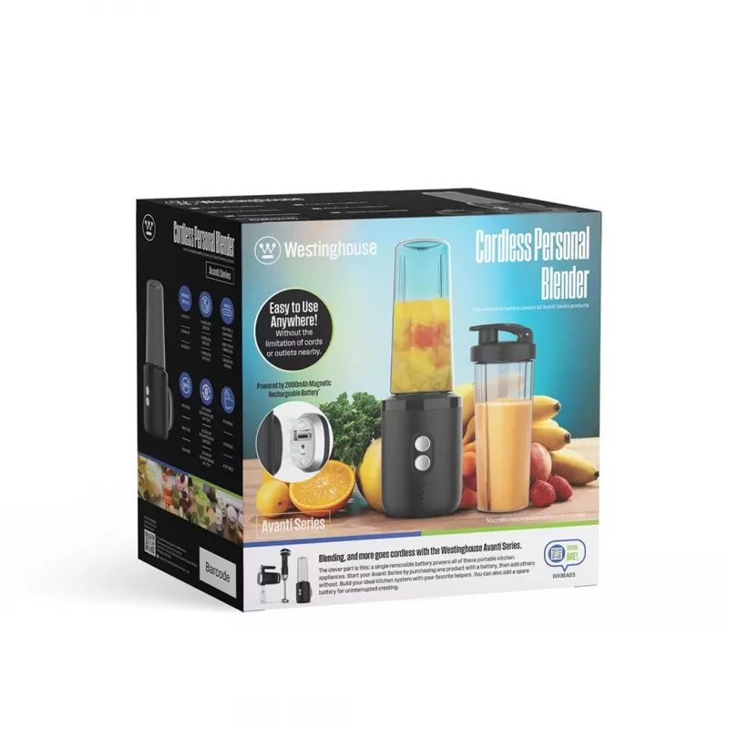 Westinghouse Avanti Cordless Personal Blender WKBEA03 - Juodas su sidabriniais akcentais