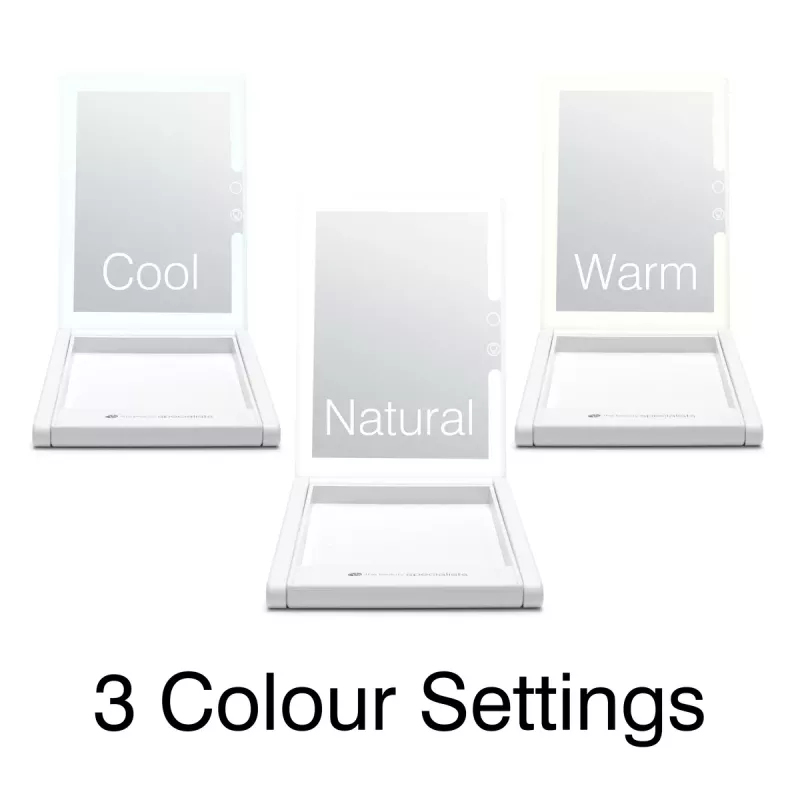 RIO MMAW-EU/1,0 Home and Away Dressing Table Make Up Mirror - Dvipusis LED apšvietimo veidrodis, 1x/5x padidinimas, sulankstomas, baltas