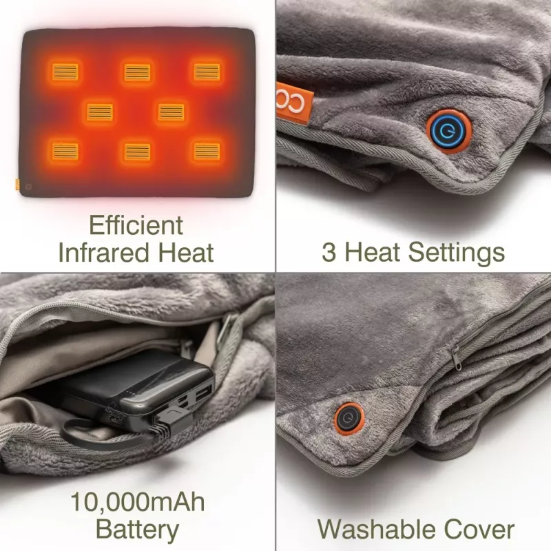 Bodi-Tek BT-BLHT-EU/1.0 COZY Snuggle Blanket Heated Throw 130 x 160 cm, Gray