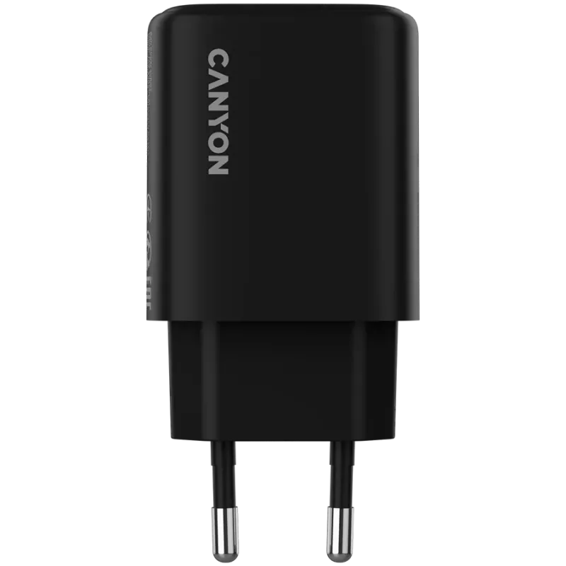 CANYON OnCharge 200 20W 1xPD 1xQC EU Black Wall Charger
