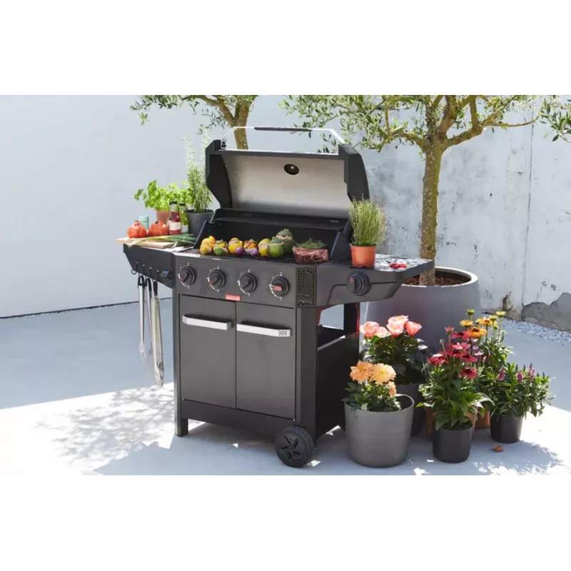 Barbecook dujinė kepsninė Luca 412 su spintele ir šoniniu degikliu, 145,4 x 60,3 x 112,3 cm, juoda