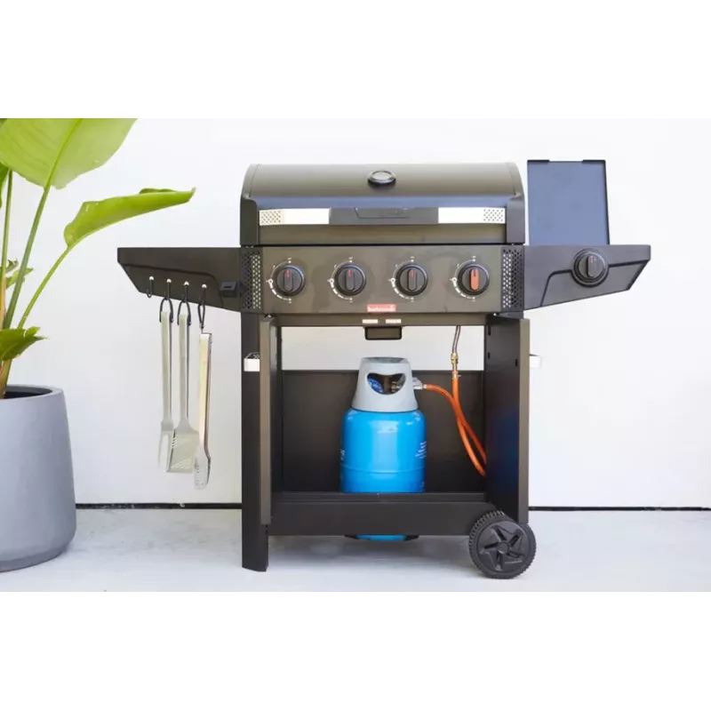 Barbecook dujinė kepsninė Luca 412 su spintele ir šoniniu degikliu, 145,4 x 60,3 x 112,3 cm, juoda