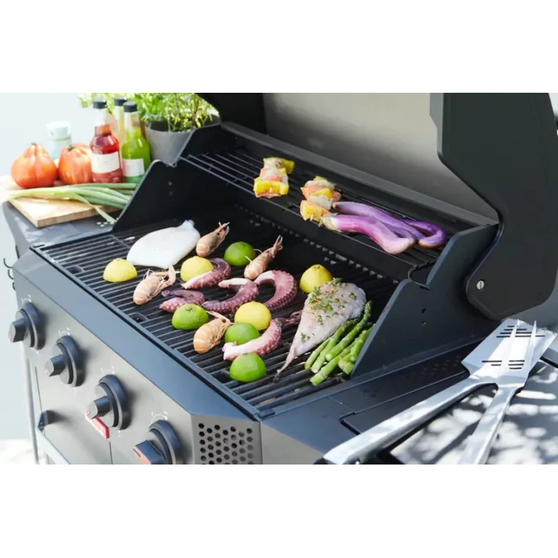 Barbecook dujinė kepsninė Luca 412 su spintele ir šoniniu degikliu, 145,4 x 60,3 x 112,3 cm, juoda
