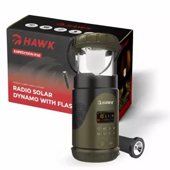 Hawk HWRDI430GN Radijas Saulės Dinamo su Žibintuvėliu