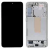 Samsung Galaxy S23 LCD jutiklinio ekrano skaitmeninio keitiklio mazgas su rėmeliu - Cream