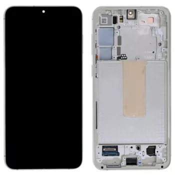 Samsung Galaxy S23 LCD jutiklinio ekrano skaitmeninio keitiklio mazgas su rėmeliu - Cream