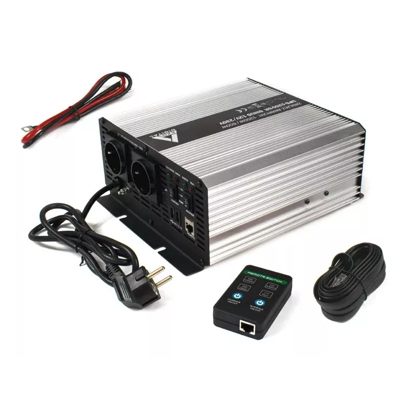 AZO Digital 12V UPS-1200SR Line-Interactive UPS 1200VA/600W gryna sinusinė banga 12V/230V