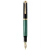 Pelikan Souverän M1000 Fountain Pen, Black, Gold Trim, Green Ink Window, Bold Nib, Integrated Piston Filler, Ambidextrous, Germany