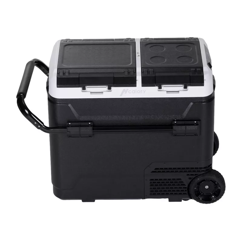HCALORY P40M+ 40L automobilinis šaldytuvas su Bluetooth, DC 12V/24V, AC 100-240V, -20°C iki +20°C, skaitmeninis LCD ekranas, jutiklinis skydelis, USB prievadas