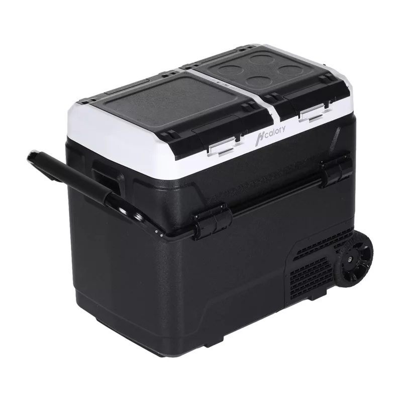 HCALORY P40M+ 40L automobilinis šaldytuvas su Bluetooth, DC 12V/24V, AC 100-240V, -20°C iki +20°C, skaitmeninis LCD ekranas, jutiklinis skydelis, USB prievadas