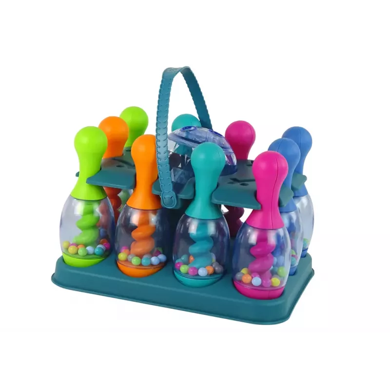 LEAN TOYS Įgūdžių žaidimas Boulingas su kamuoliais ir vaivorykštiniu stovu