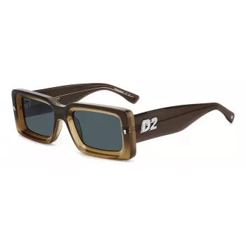 DSQUARED2 D2-0142-S-9EN Vyriški akiniai nuo saulės - Juodas acetatinis rėmelis, pilki polikarbonatiniai lęšiai, 52 mm