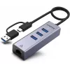 UNITEK USB-C Hub 4-in-1 Ethernet 3 x USB-A 5 Gbps su USB-A adapteriu