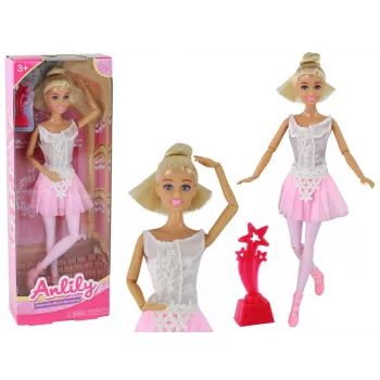LEAN TOYS Children's Doll Anlily Ballerina Dancer Statuette Bun Pink Dress