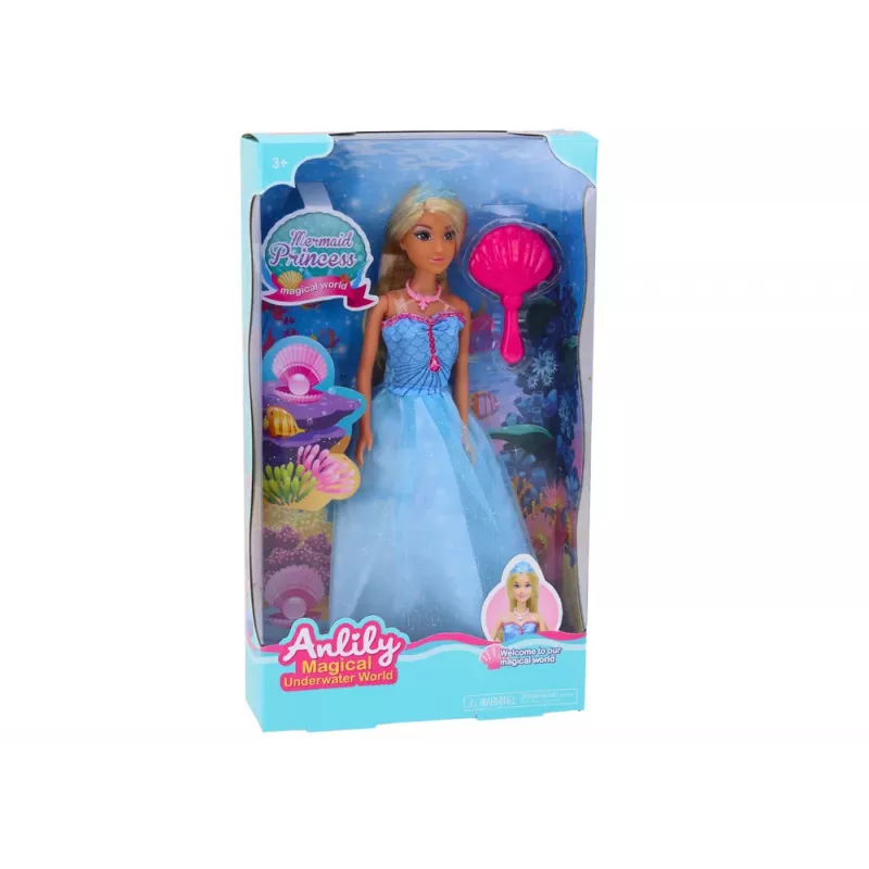 LEAN TOYS Anlily Mermaid Princess Blue Dress Brush Doll