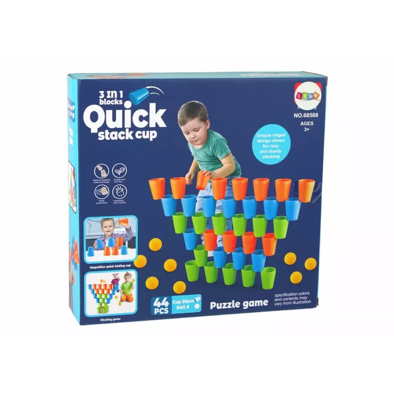 LEAN TOYS Cups Puzzle Game 3 in 1 44 Pieces